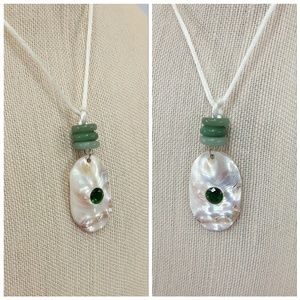 Shell pendant with spacer beads on silk cord,18"